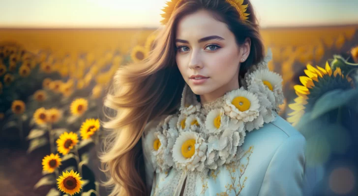 girl and sunflowers 1